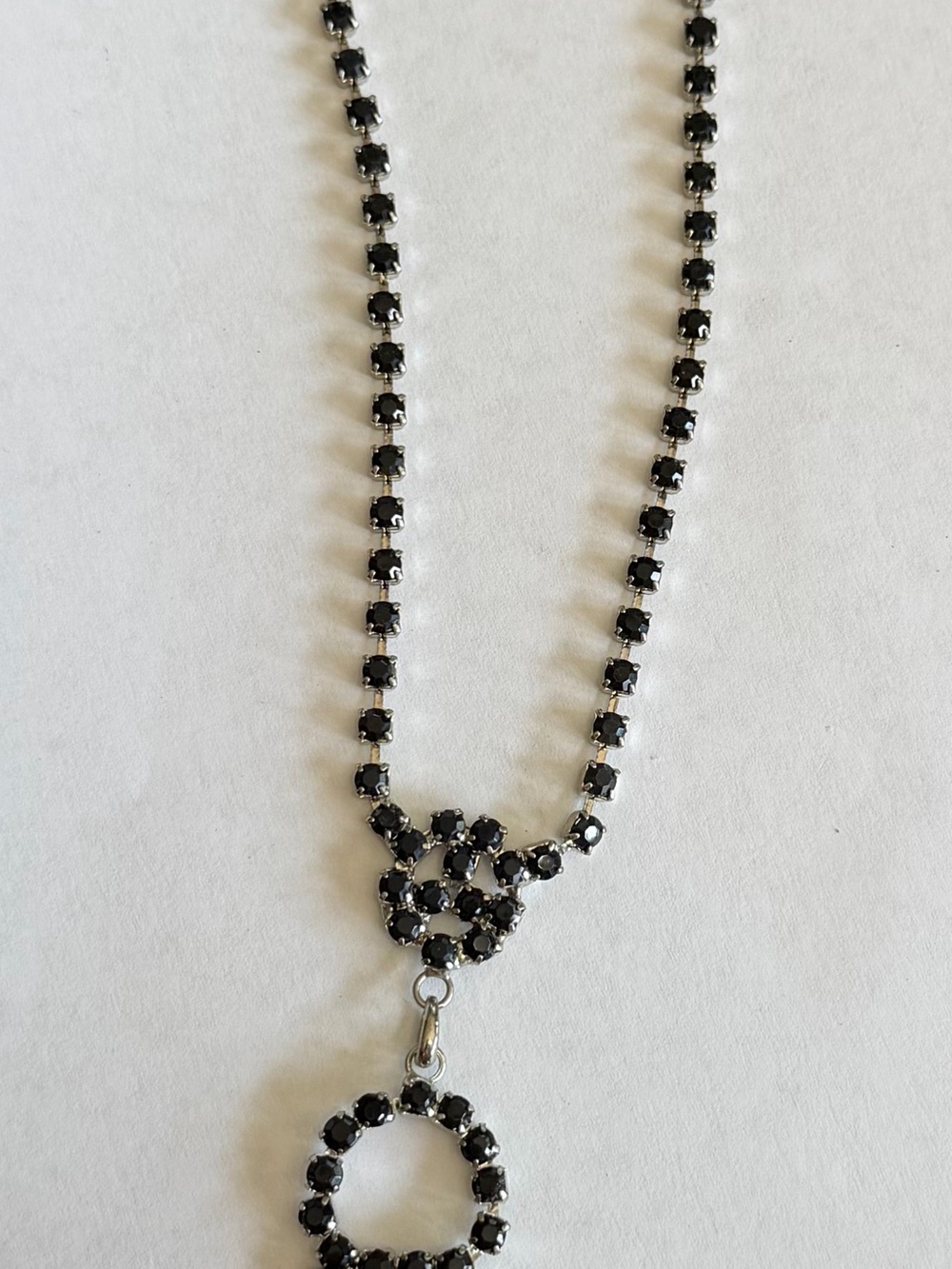 Black Crystal Drop Necklace - Women's Fashion Jewelry